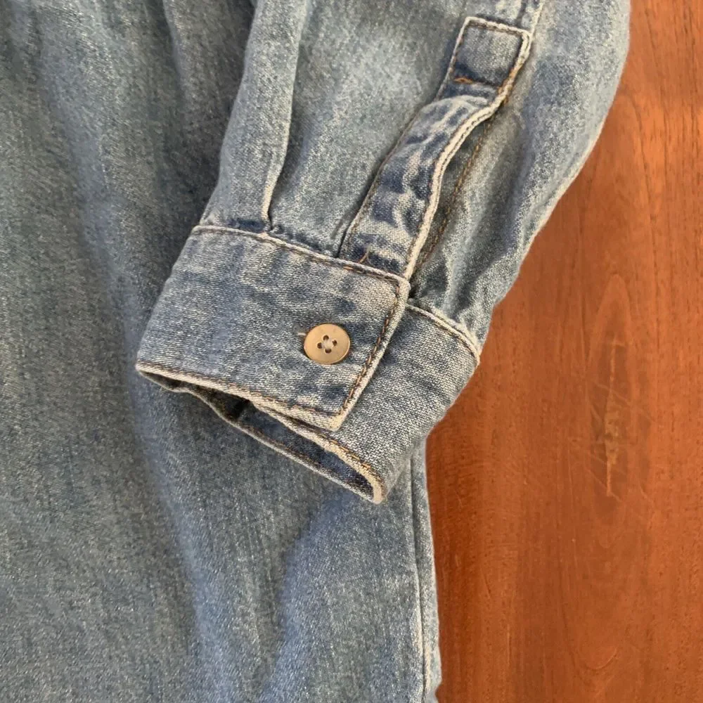 GAP Kids Denim Button Front Long Sleeve Shirt Dress Size M(8) Collared Blue Jean